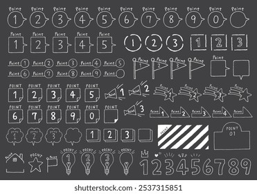 Ensemble d'icônes et de numéros dessinés à la main