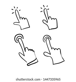hand drawn hand pointer click icon doodle illustration