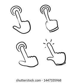 hand drawn hand pointer click icon doodle illustration