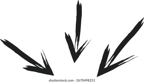 Hand drawn pointing doodle arrows vector.
