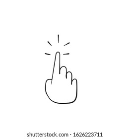 hand drawn pointing hand icon illustration with doodle cartoon style vector isolated