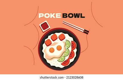 hand drawn poke bowl vector illustration design