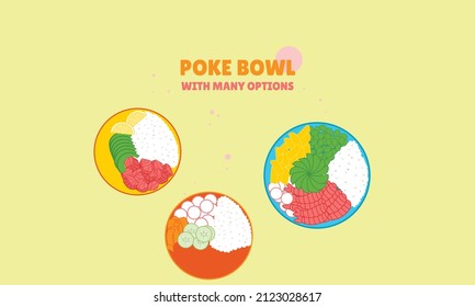 hand drawn poke bowl vector illustration design