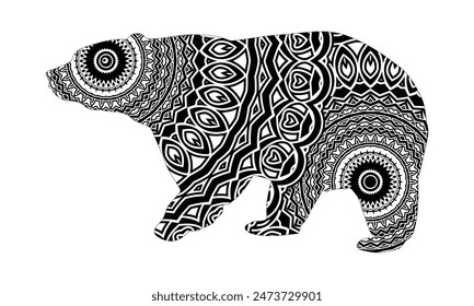 Hand drawn Polar bear zentangle style for coloring book,tattoo,t shirt design,logo,eco bag design