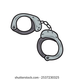 Hand Drawn Police Illustration Colored - Handcuffs