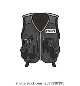 Hand Drawn Police Illustration Colored - Vest