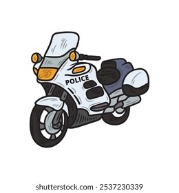 Hand Drawn Police Illustration Colored - Motorcycle