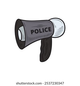Hand Drawn Police Illustration Colored - Megaphone