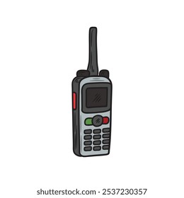 Hand Drawn Police Illustration Colored - Walkie Talkie