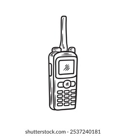 Desenhado à Mão Ilustração Policial Incolor - Walkie Talkie