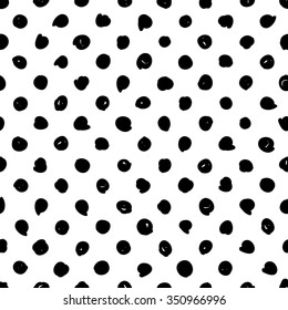 hand drawn polka dot black and white vector hipster tiles pattern. Abstract scribble seamless monochrome pattern wallpaper or background