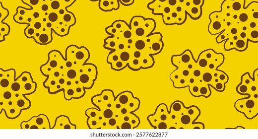 Hand drawn polka dot floral pattern. Organic abstract doodle flower design for fabric, textile, covers, gift wrap, wallpaper.