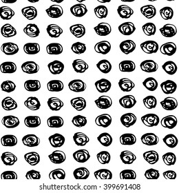 Hand drawn polka dot. Ink doodles. abstract seamless pattern
