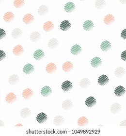 Hand drawn polka dot seamless pattern.