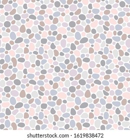 Hand drawn polka dot seamless pattern. Random geometric pebble wallpaper. Simple stones backdrop. Design for fabric, wrapping paper. Vector illustration