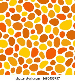Hand drawn polka dot seamless pattern. Random geometric pebble wallpaper. Simple stones backdrop. Design for fabric, wrapping paper. Vector illustration