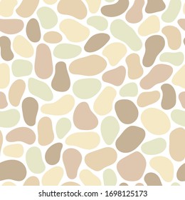 Hand drawn polka dot seamless pattern. Random geometric pebble wallpaper. Simple stones backdrop. Design for fabric, wrapping paper. Vector illustration