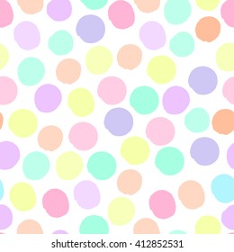 Hand drawn polka dot seamless pattern. Vector.