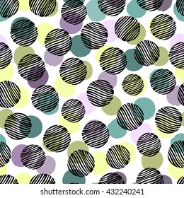 Hand drawn polka dot seamless pattern.