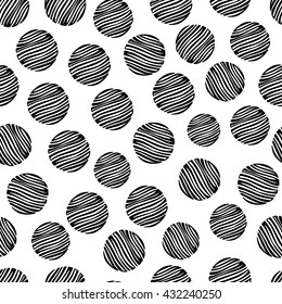 Hand drawn polka dot seamless pattern.