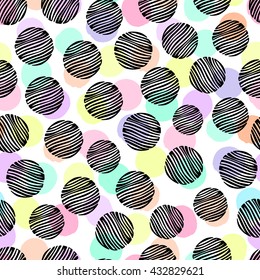Hand drawn polka dot seamless pattern.