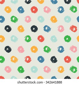 Hand drawn polka dot texture. Colorful Seamless pattern. Vector illustration.