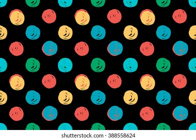 Hand Drawn Polka Dots Seamless Texture. Vector illustration. 