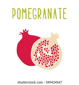 Hand drawn pomegranate illustration. Vector hand drawn illustration