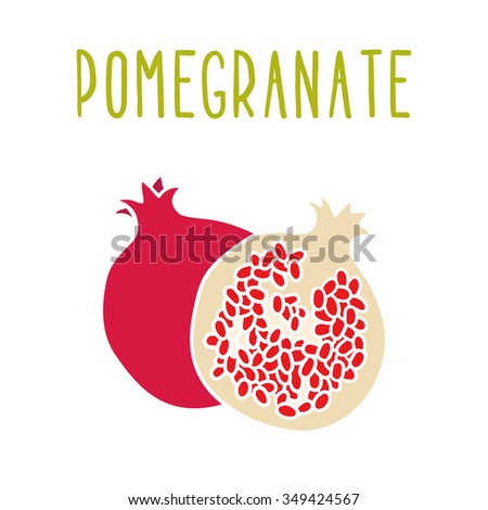 Hand drawn pomegranate illustration. Vector hand drawn illustration