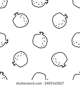 Hand drawn pomegranate vector doodle seamless pattern on white background