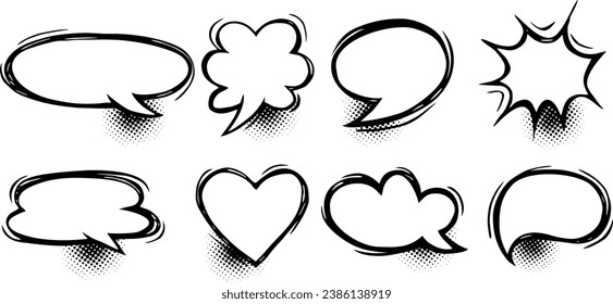 Hand drawn of Pop art comic background . Cartoon Vector Illustration. comic speech bubbles halftone dot background style pop art