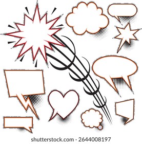 Hand drawn of Pop art comic background . Comic speech bubbles halftone dot background style pop art.