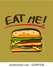 Hand drawn pop art style burger