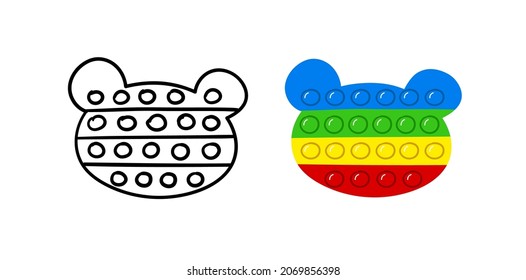 Hand drawn Pop it toy. Doodle trendy toy antistress. Vector illustration.