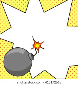 Hand drawn Pop-art bomb with speech bubble 