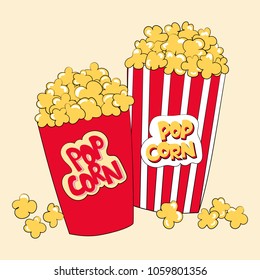 Hand drawn popcorn box red white and yellow colors vector illustration
