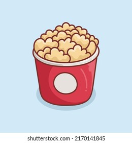 Hand Drawn Popcorn on Mug Glass Illustration