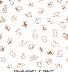 Hand drawn popcorn on white background.Vector  seamless pattern.