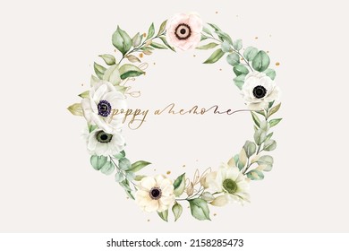 Hand Drawn Poppy Anemone Wreath Design