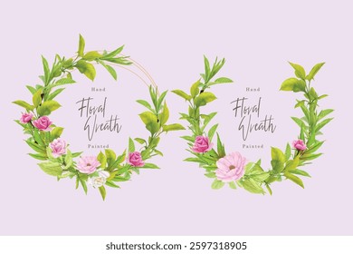 hand drawn poppy anemone wreath border 