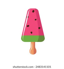 Hand drawn popsicle ice cream stick vector in watermelon fruit flavor clip art for summer drink element decoration isolated on white background