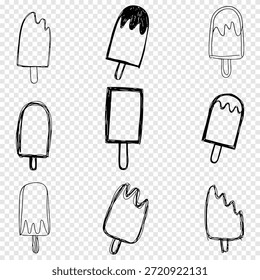 Conjunto de Coleta de Contornos de Popsicle desenhados à mão