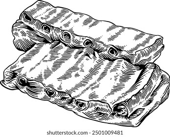 Handgezeichnete Schweinerippen Skizze Illustration