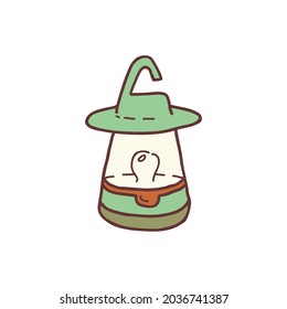 Hand drawn portable flashlight, sketch colored vector illustration. Camping separate icon, colorful doodle image. Element for using in design, packing, textile, logo.