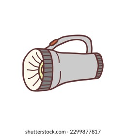 Hand drawn portable flashlight, sketch colored vector illustration
