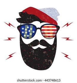 Hand drawn portrait of bearded man side-view. Vector illustration.