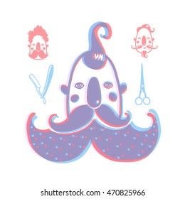 Hand drawn portrait of bearded man full face. Vector illustration