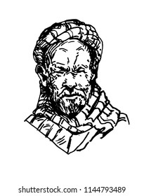 hand drawn portrait of a Bedouin