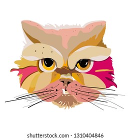 Hand drawn portrait of Cat. cute cat face, illustration