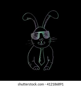 Hand drawn portrait cool Rabbit